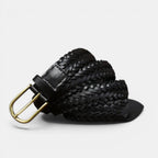 Ceinture Tressée Cuir 3 cm Boucle Arrondie Dorée Femme | Halvex La Maison de la Ceinture