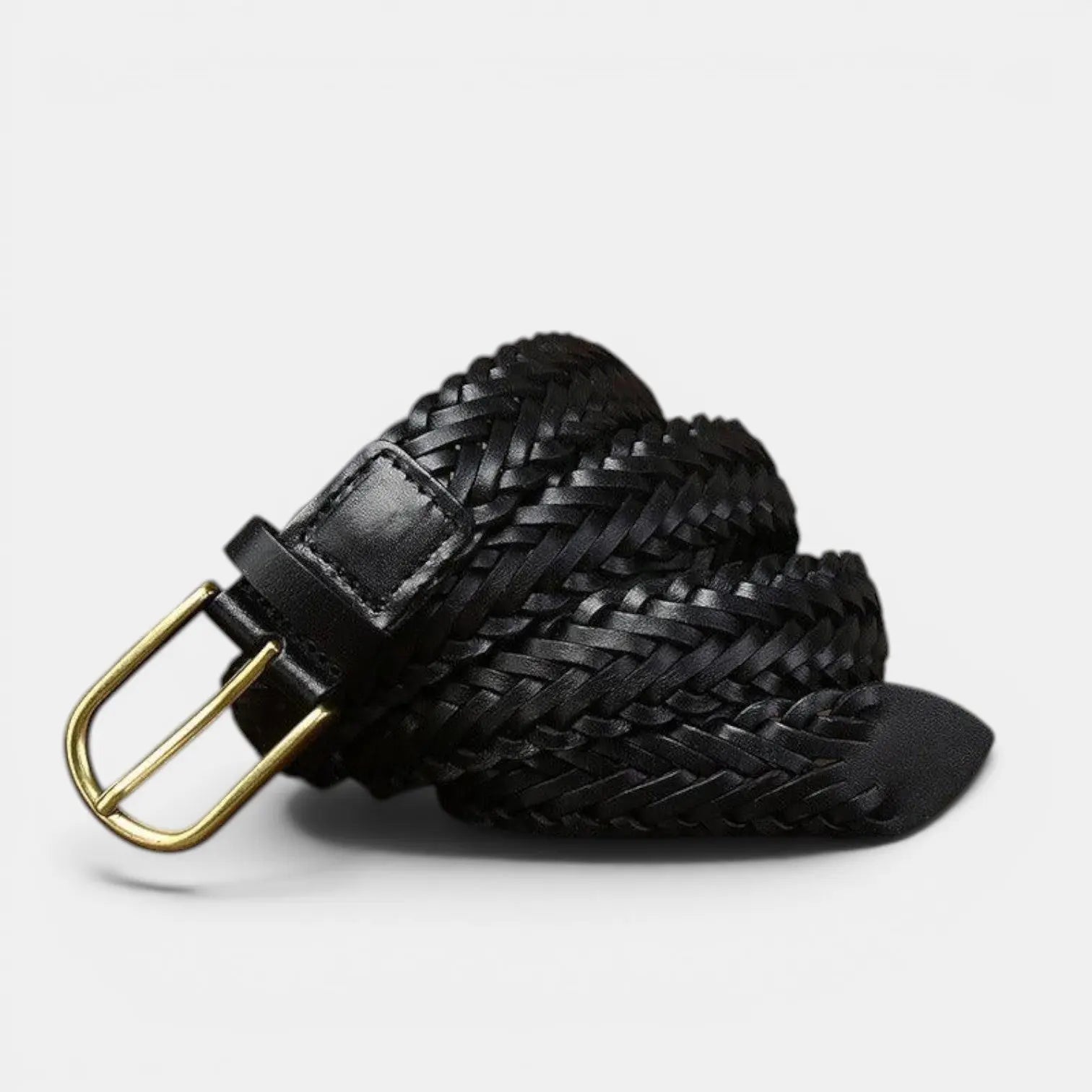 Ceinture Tressée Cuir 3 cm Boucle Arrondie Dorée Femme | Halvex La Maison de la Ceinture