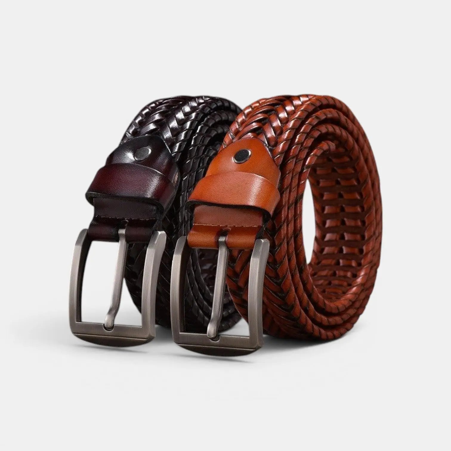 Ceinture Tressée Cuir Homme Boucle Ardillon Argentée | Trelvex La Maison de la Ceinture