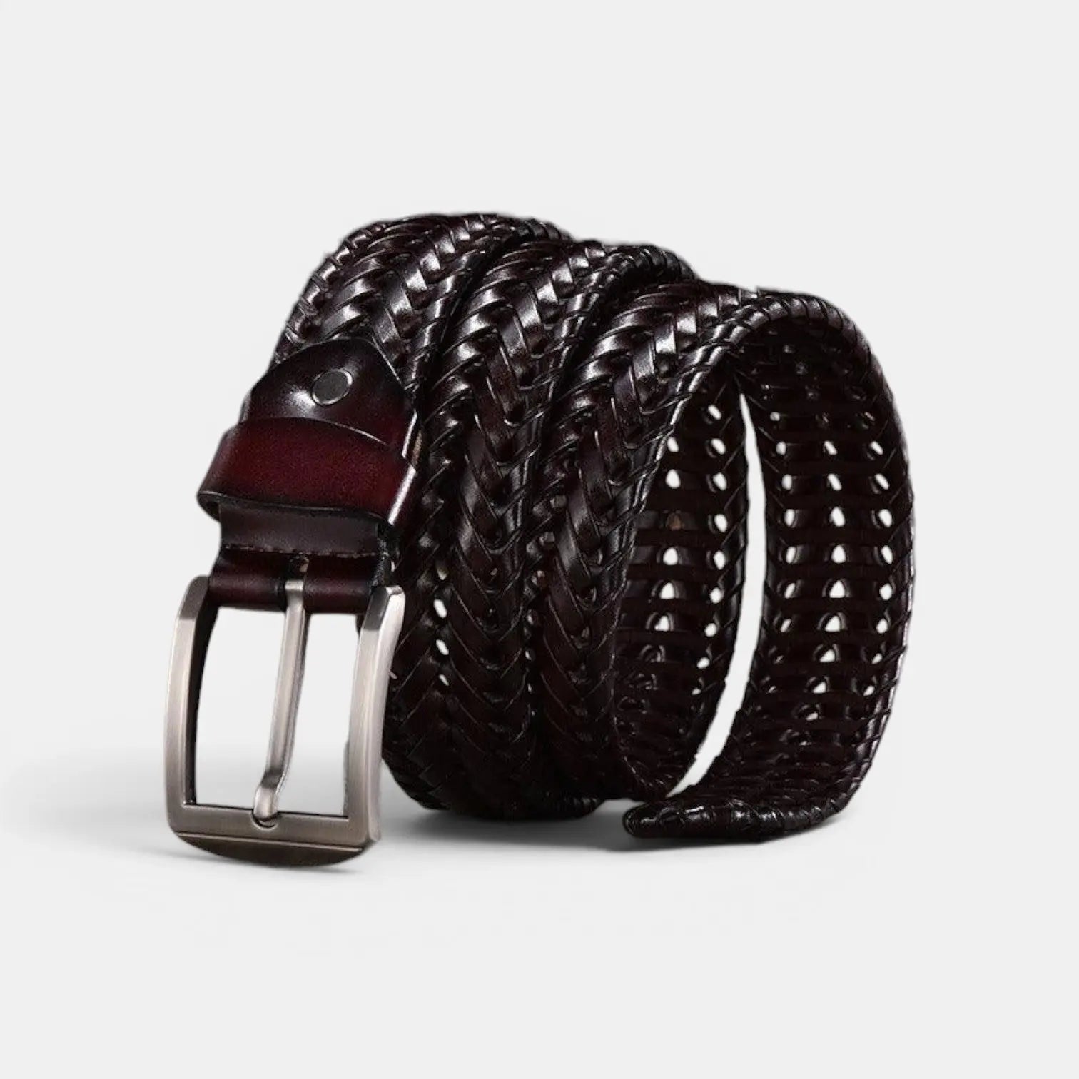 Ceinture Tressée Cuir Homme Boucle Ardillon Argentée | Trelvex La Maison de la Ceinture