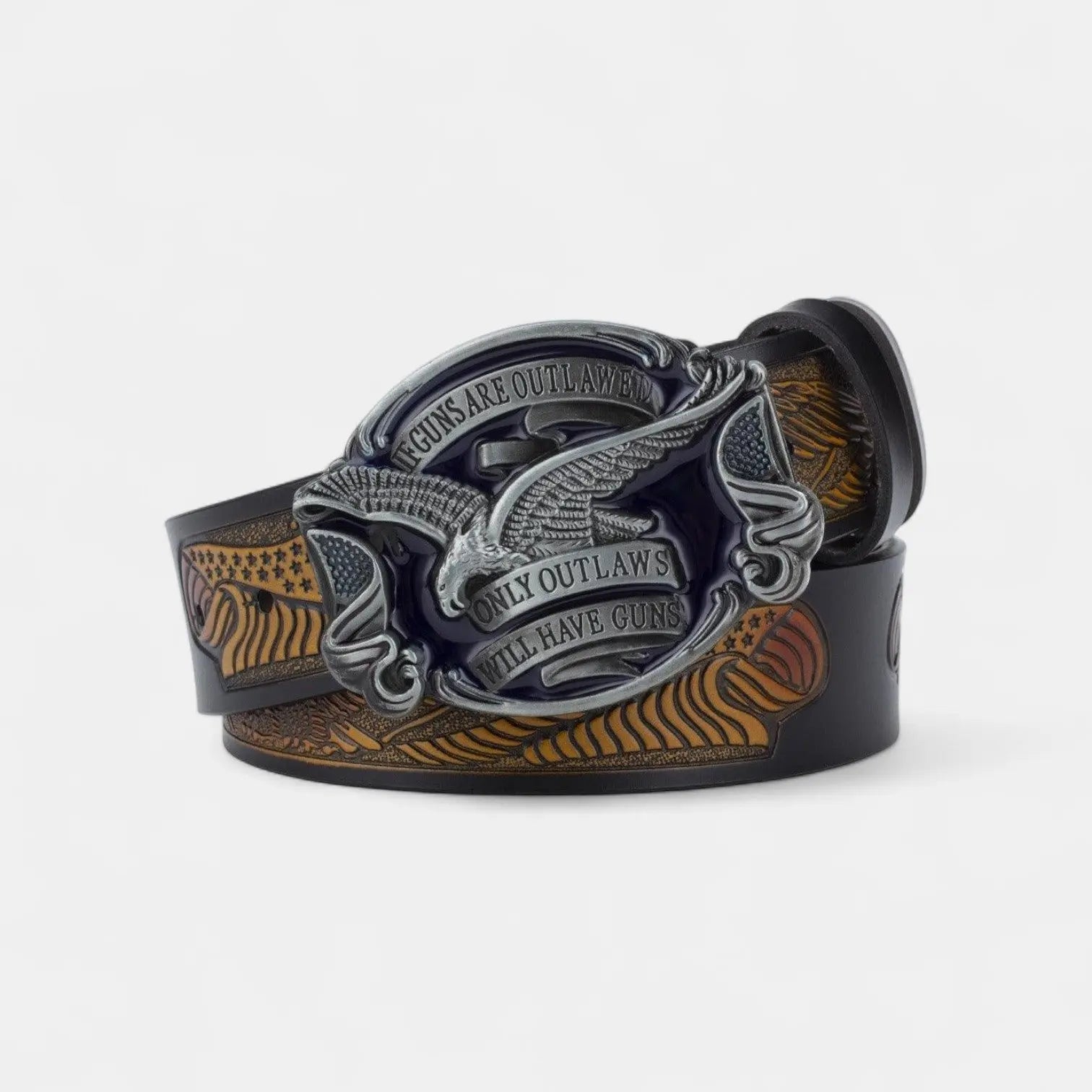 Ceinture Cuir Texturé Homme Western Boucle Ovale Aigle | Talvex La Maison de la Ceinture