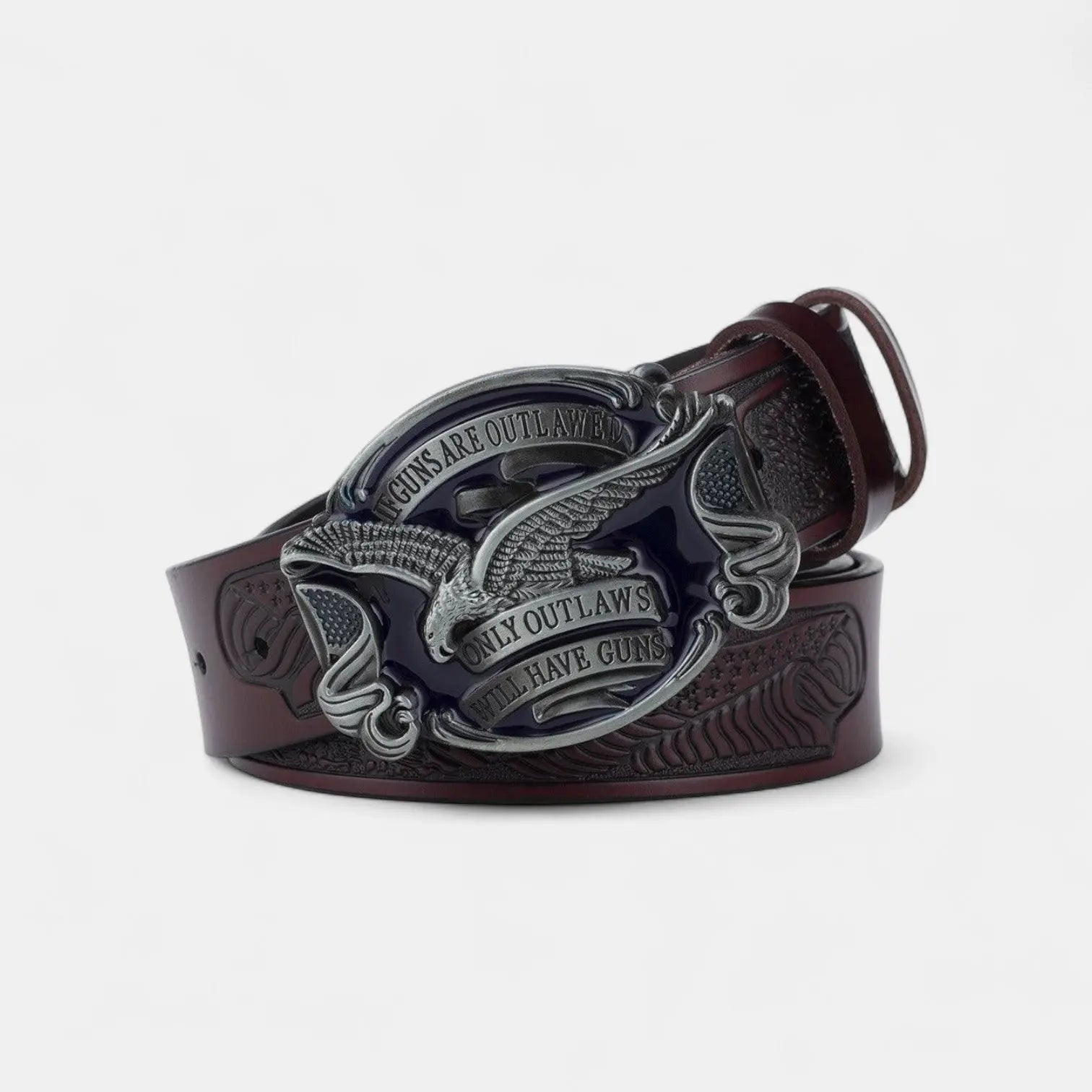 Ceinture Cuir Texturé Homme Western Boucle Ovale Aigle | Talvex La Maison de la Ceinture