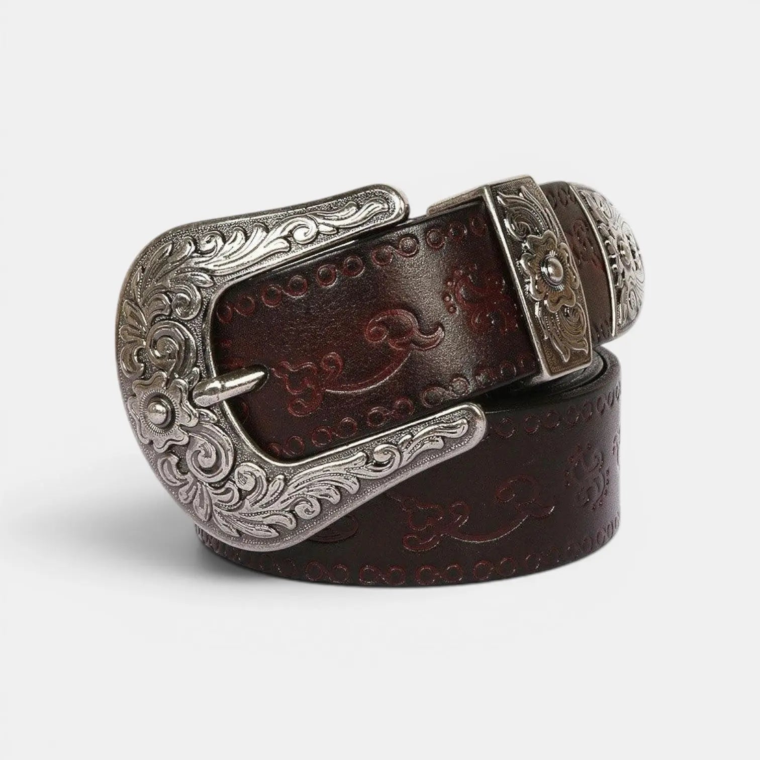 Ceinture Western Cuir Pleine Fleur Texturé Boucle Femme | Texvorn La Maison de la Ceinture