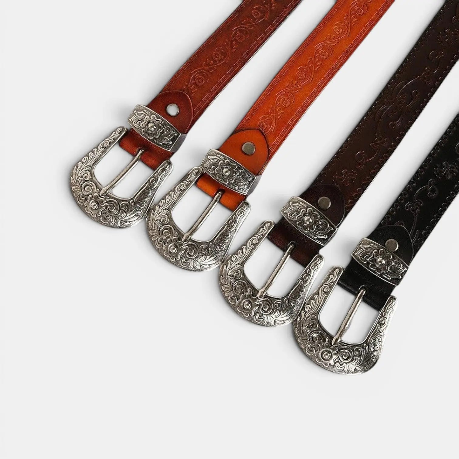 Ceinture Western Cuir Pleine Fleur Texturé Boucle Femme | Texvorn La Maison de la Ceinture