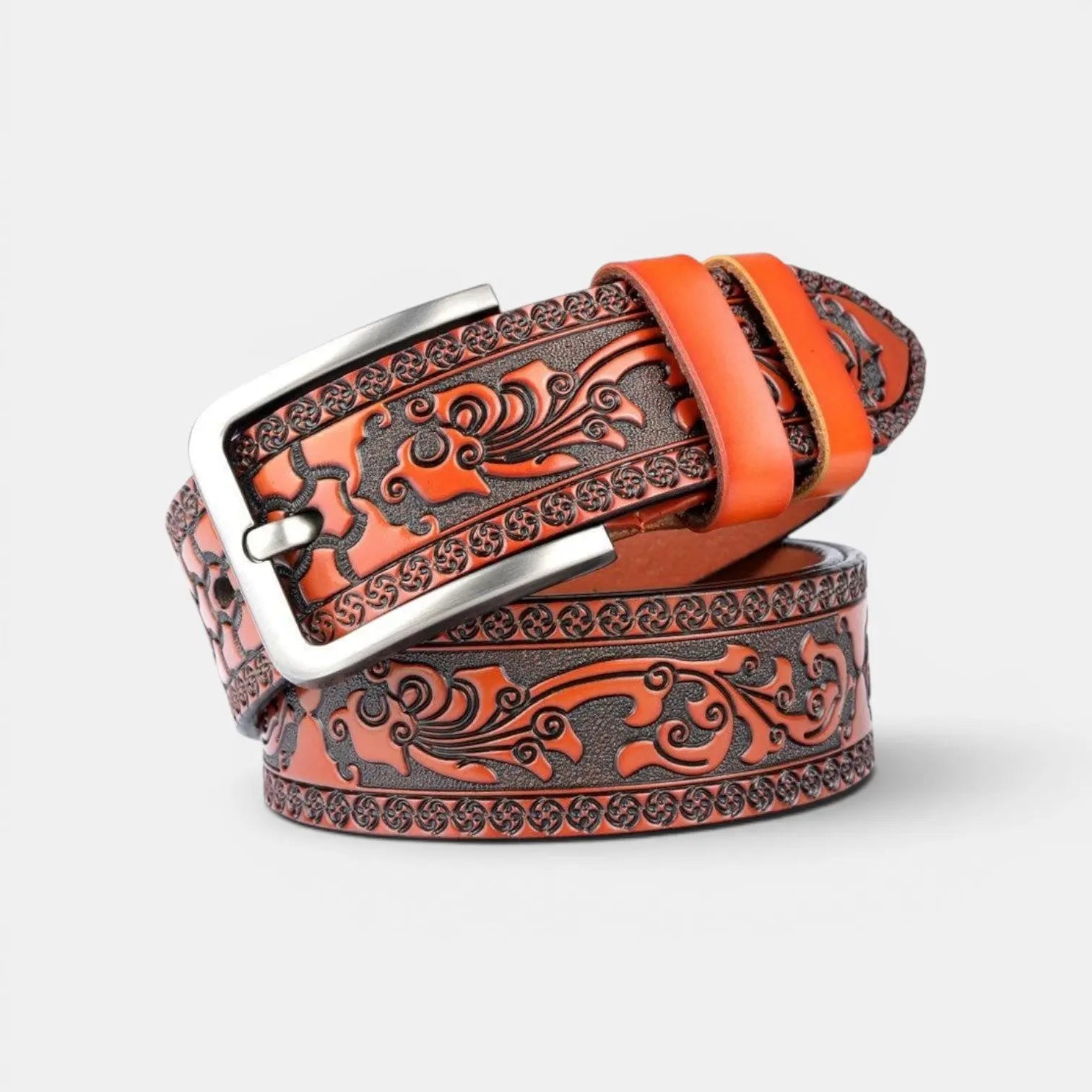 Ceinture Cuir Texturé Homme Western Motifs Floraux Ardillon | Florvex La Maison de la Ceinture