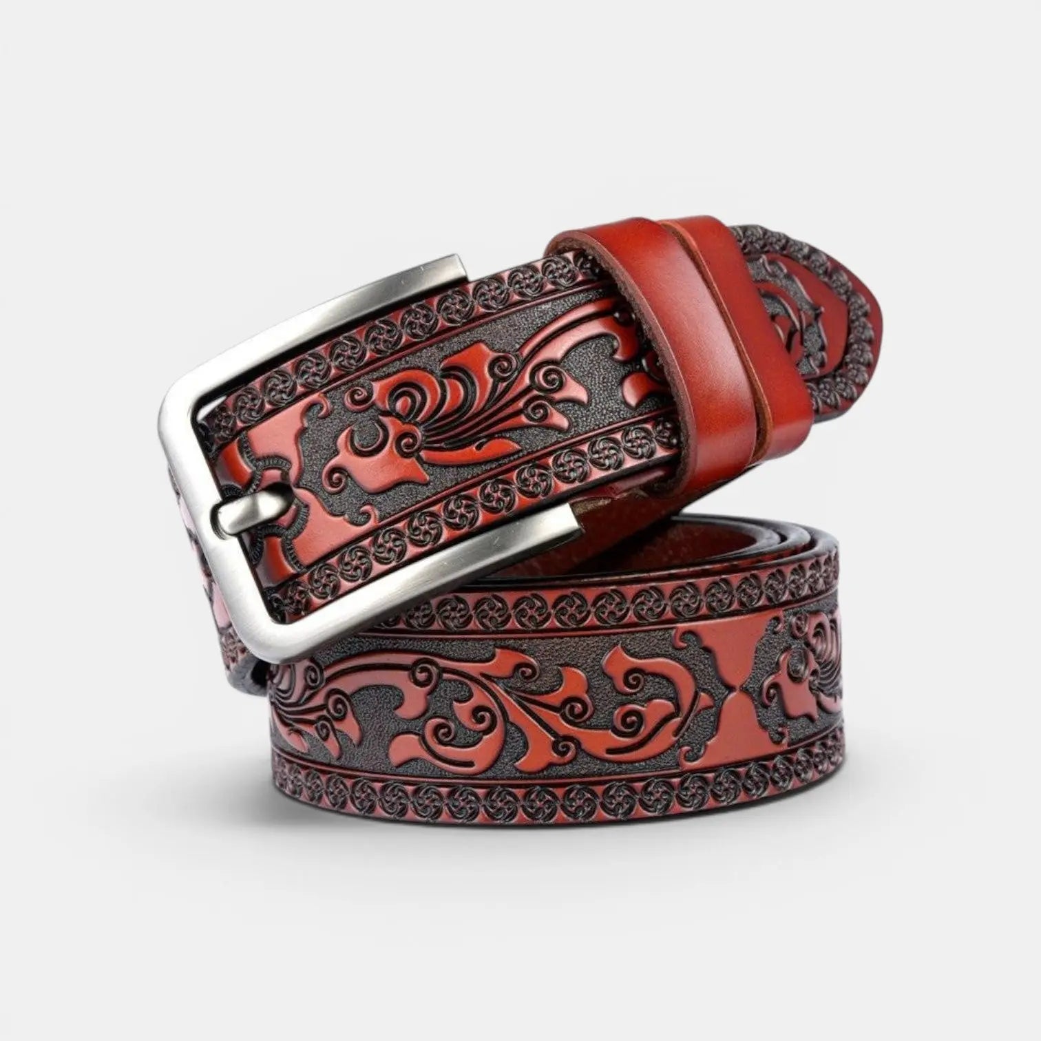 Ceinture Cuir Texturé Homme Western Motifs Floraux Ardillon | Florvex La Maison de la Ceinture