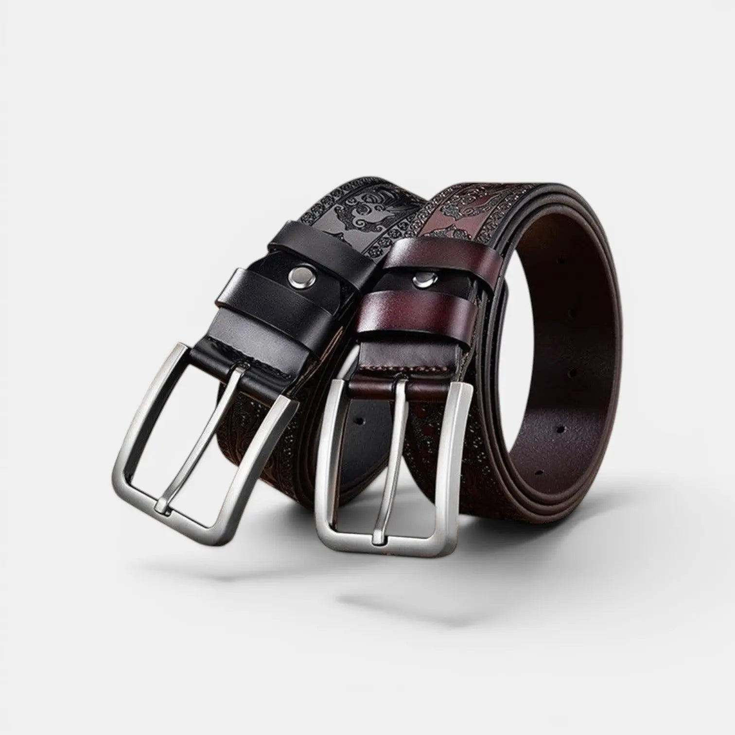 Ceinture Cuir Texturé Homme Western Motifs Floraux Ardillon | Florvex La Maison de la Ceinture