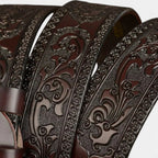 Ceinture Cuir Texturé Homme Western Motifs Floraux Ardillon | Florvex La Maison de la Ceinture