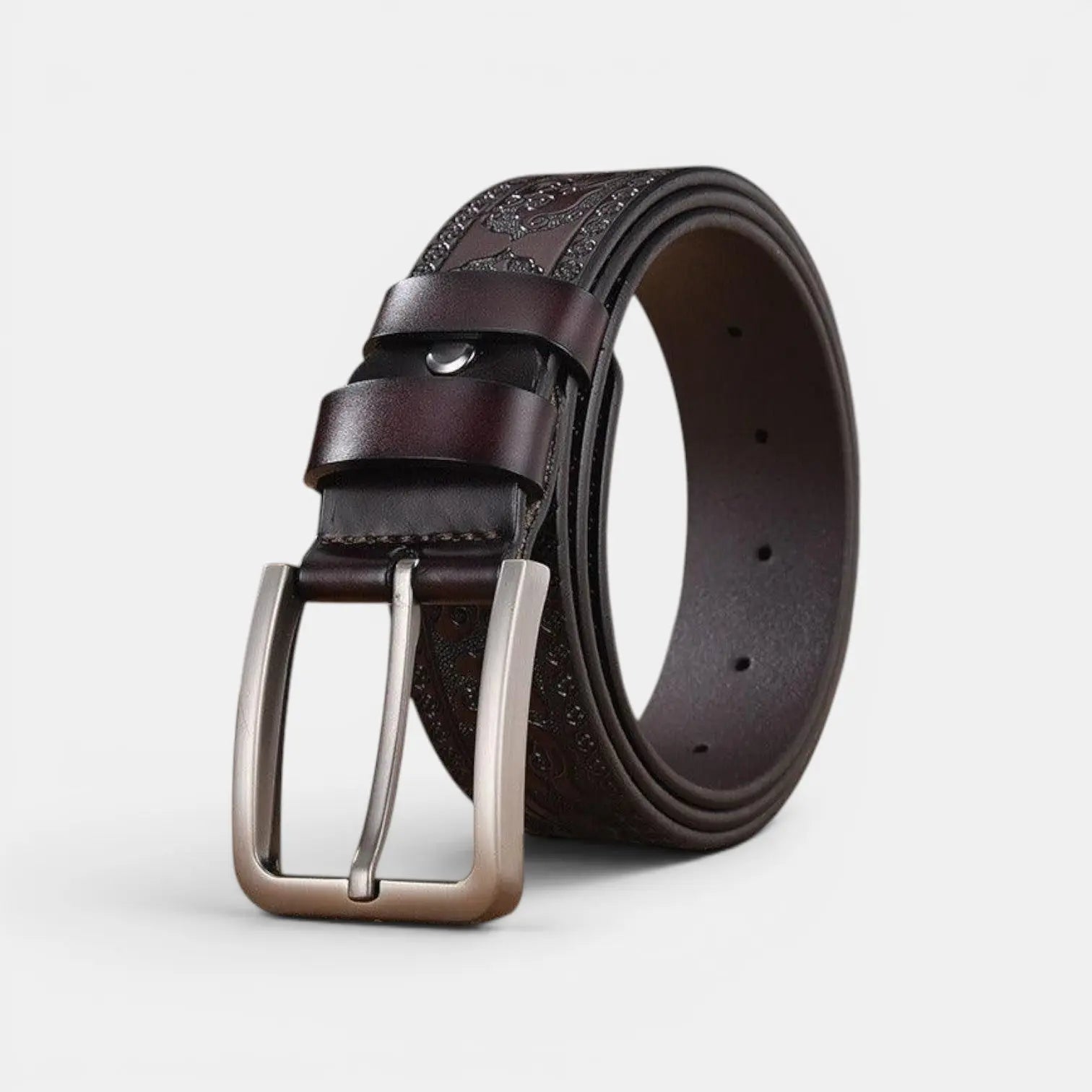 Ceinture Cuir Texturé Homme Western Motifs Floraux Ardillon | Florvex La Maison de la Ceinture