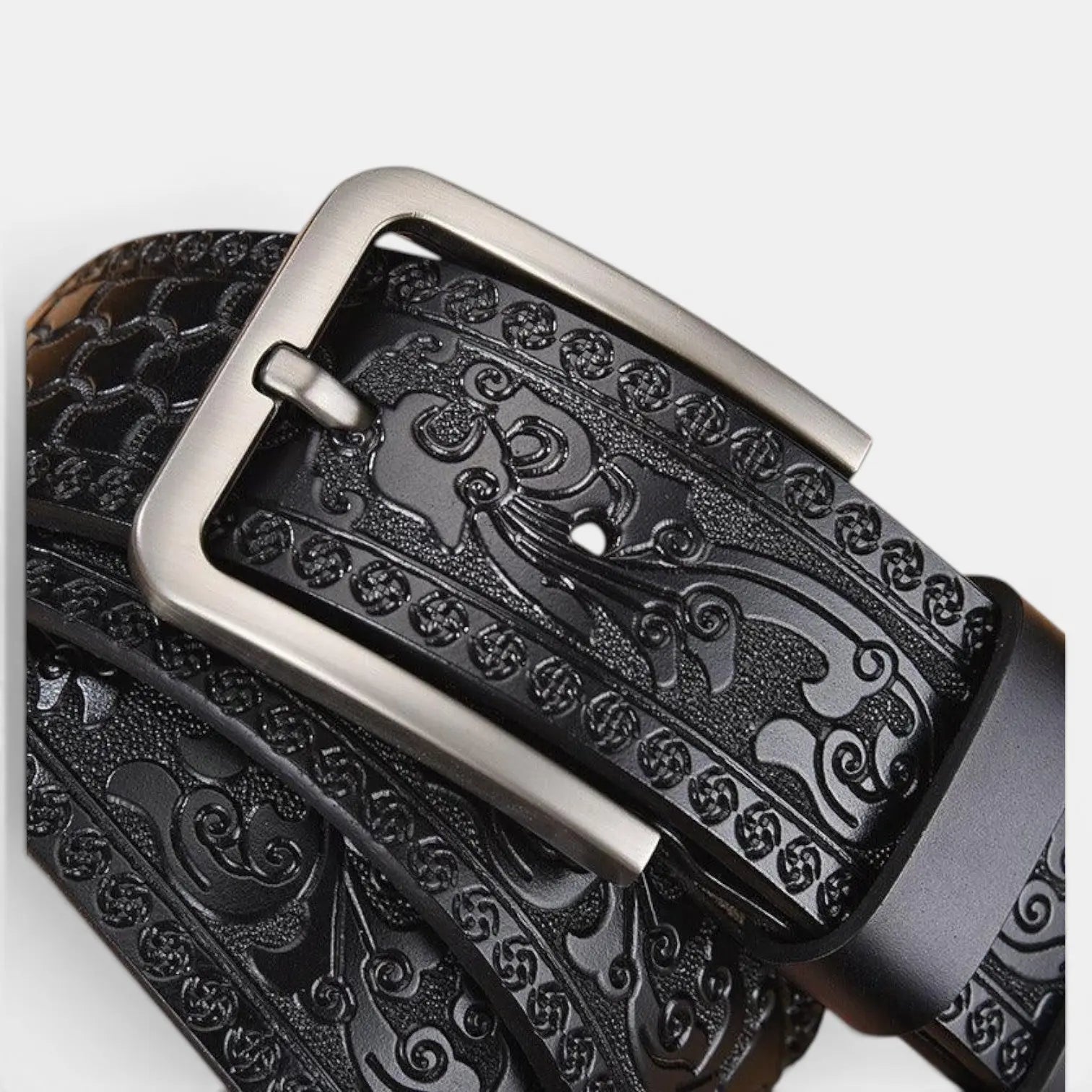 Ceinture Cuir Texturé Homme Western Motifs Floraux Ardillon | Florvex La Maison de la Ceinture