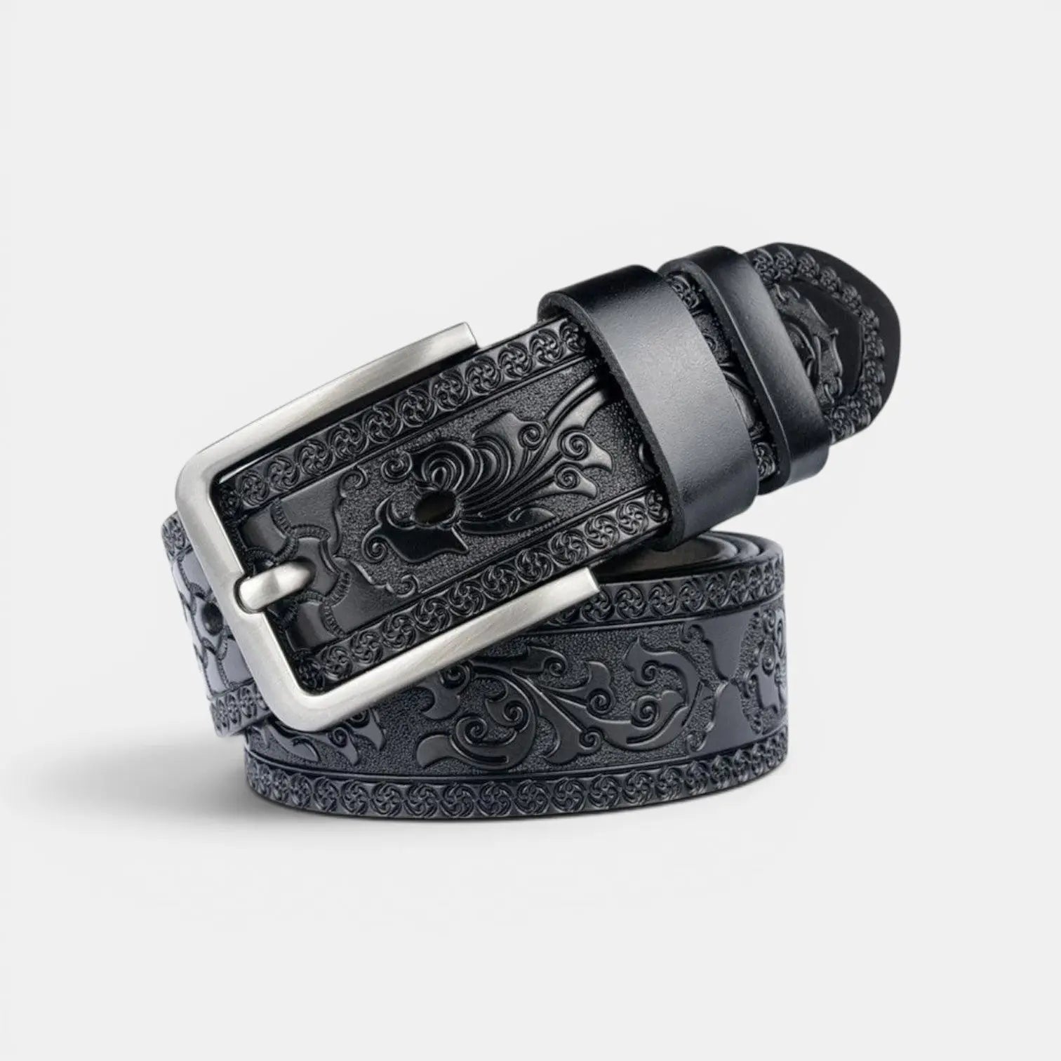 Ceinture Cuir Texturé Homme Western Motifs Floraux Ardillon | Florvex La Maison de la Ceinture