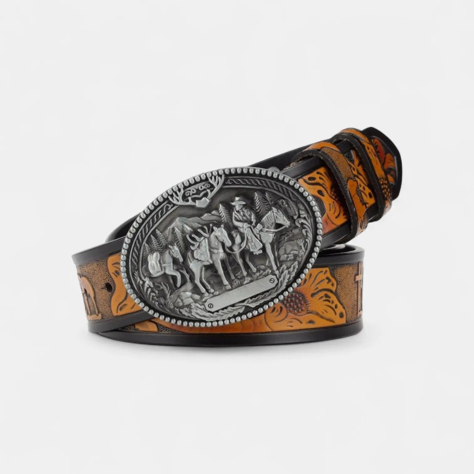 Ceinture Western Cuir Texturé Cloutée Homme Boucle Ovale | Cavtex La Maison de la Ceinture