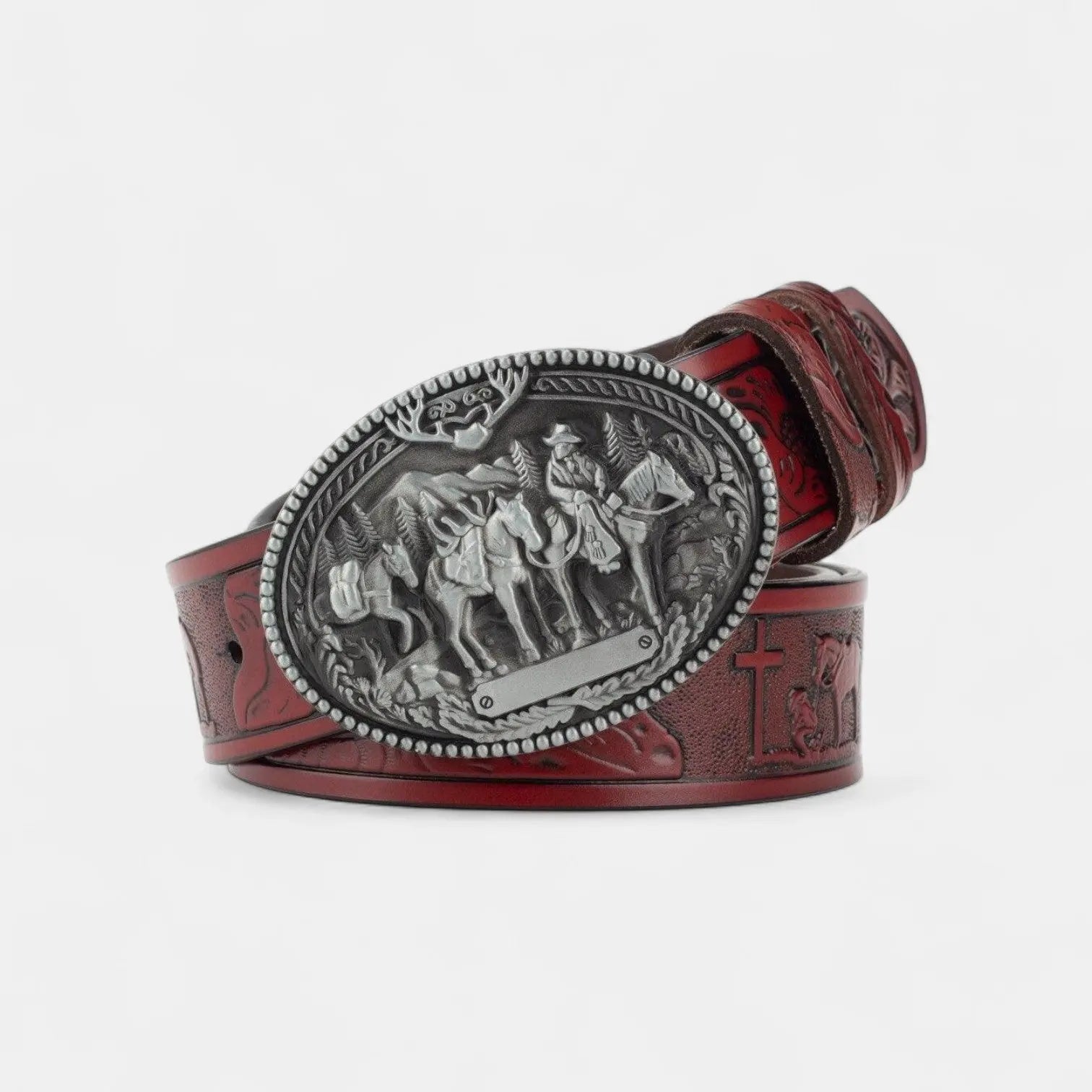 Ceinture Western Cuir Texturé Cloutée Homme Boucle Ovale | Cavtex La Maison de la Ceinture