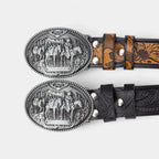 Ceinture Western Cuir Texturé Cloutée Homme Boucle Ovale | Cavtex La Maison de la Ceinture