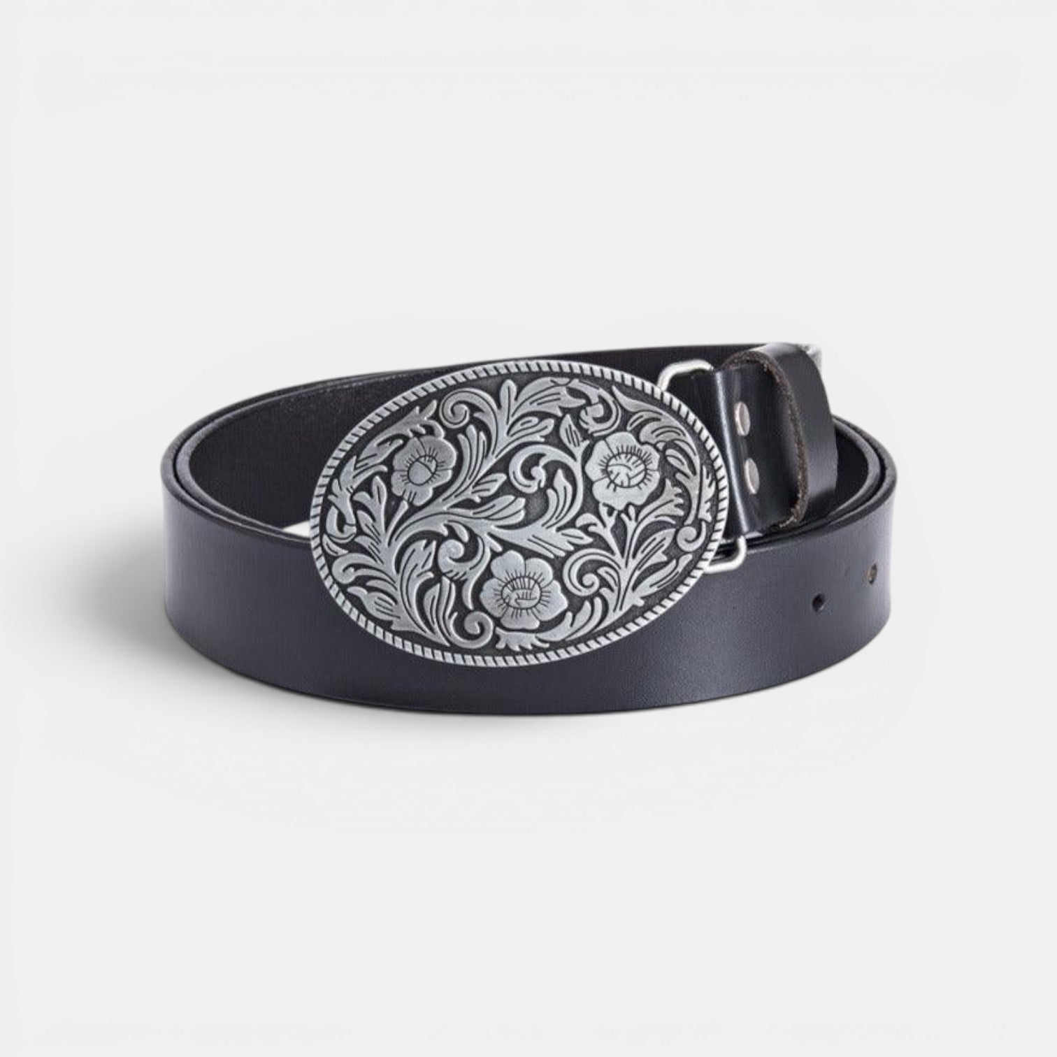 Ceinture Simili Cuir Homme Boucle Western Fleurie Café | Norvek