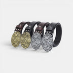 Ceinture Simili Cuir Homme Boucle Western Fleurie Café | Norvek