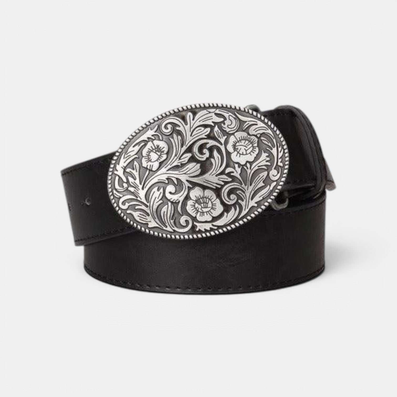 Ceinture Simili Cuir Homme Boucle Western Fleurie Café | Norvek