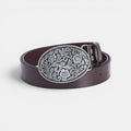 Ceinture Simili Cuir Homme Boucle Western Fleurie Café | Norvek