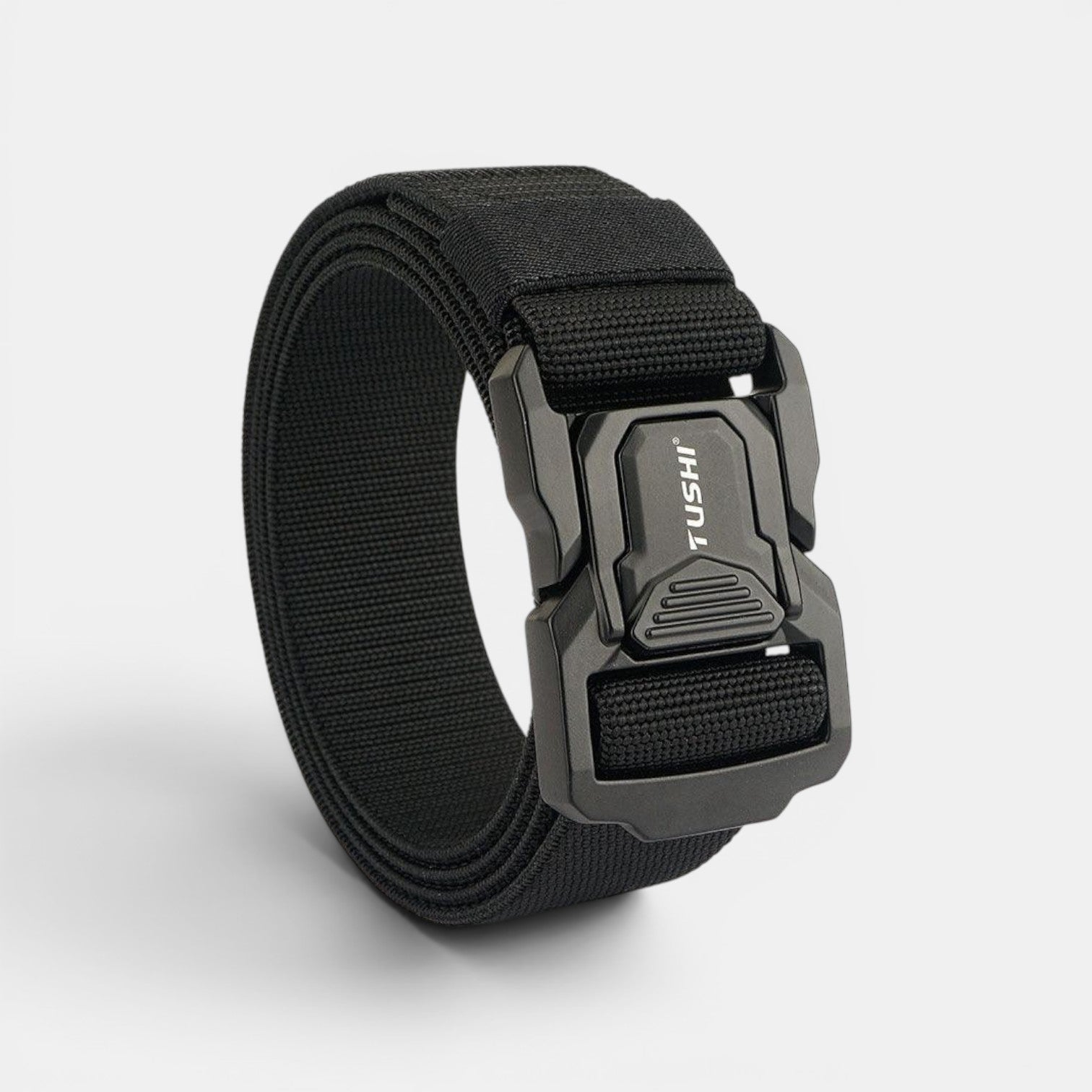 Ceinture tactique noire La Maison de la Ceinture en nylon robuste avec boucle métallique à attache rapide