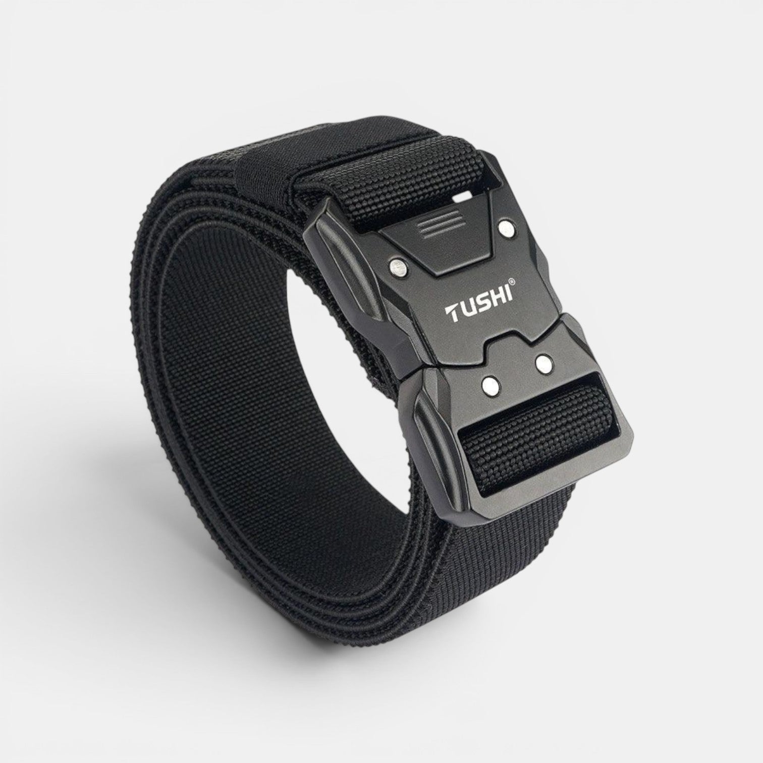 Ceinture tactique noire La Maison de la Ceinture en nylon élastique avec boucle métallique à attache rapide