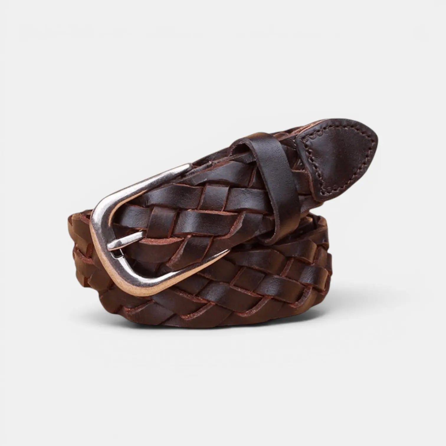 Ceinture Tressée Cuir Pleine Fleur Boucle Arrondie Femme | Welvax La Maison de la Ceinture