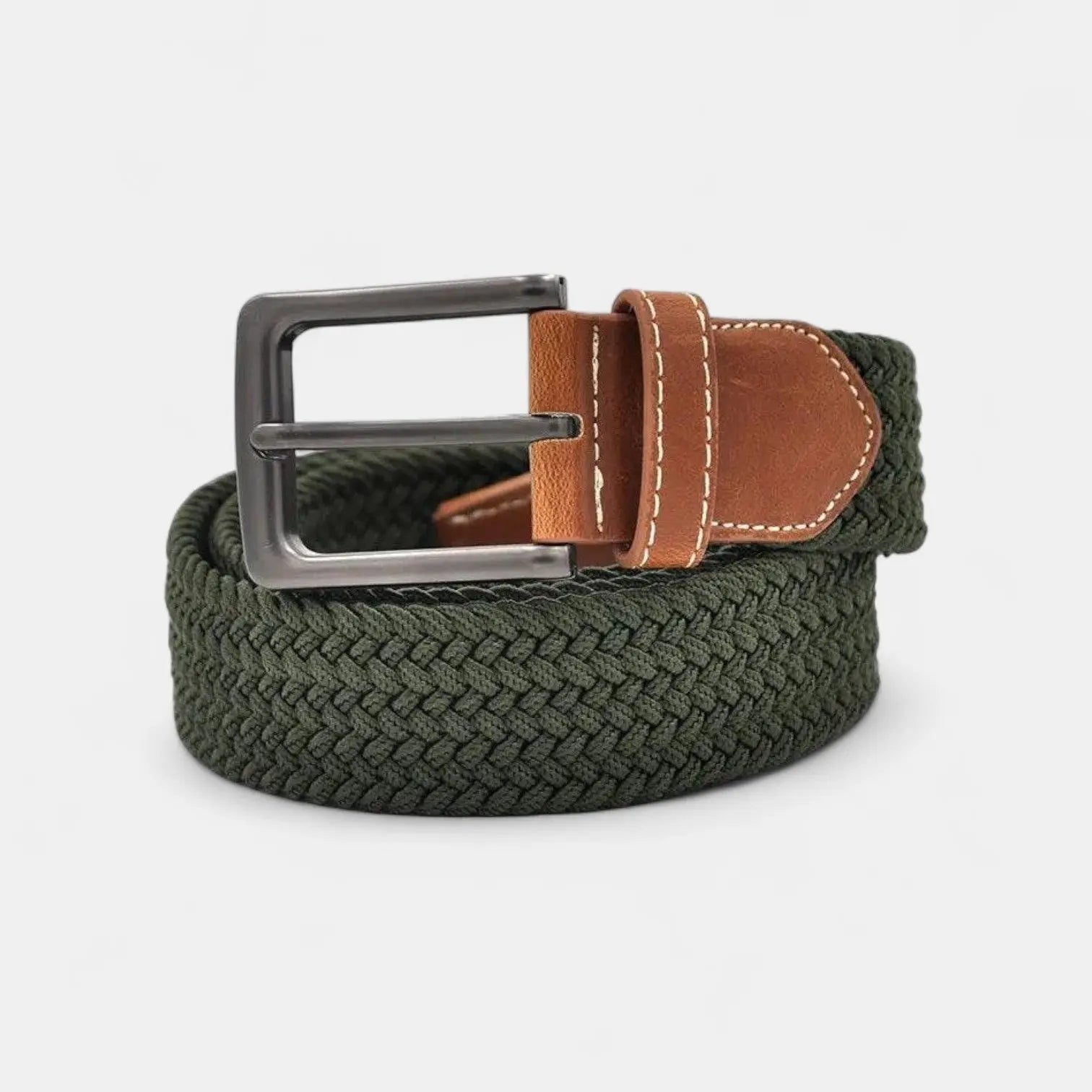Ceinture Tressée Tissu Élastique Grande Taille Homme Kaki | Elkav La Maison de la Ceinture