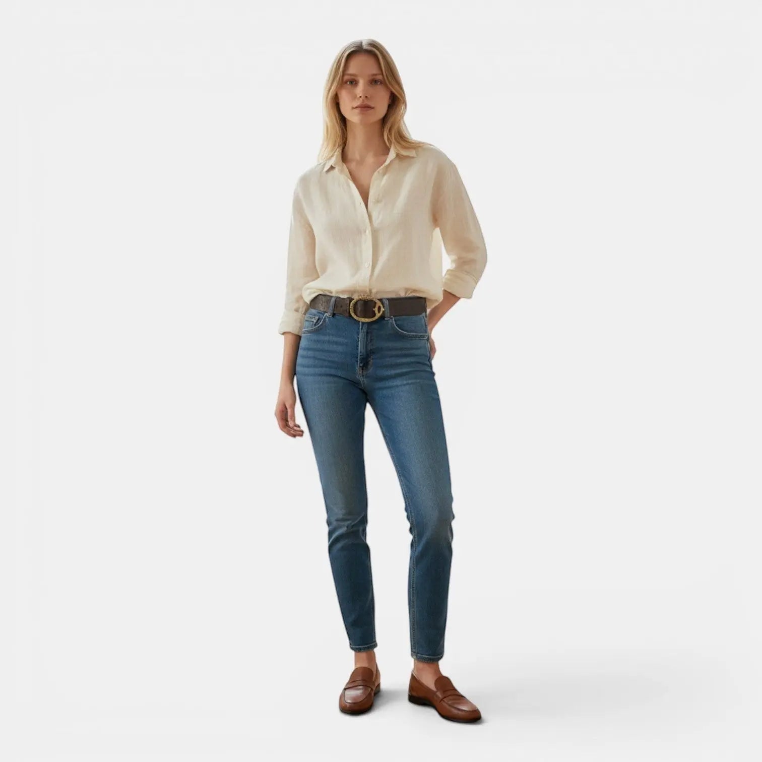 Ceinture Cuir Texturé Femme Motifs Floraux Boucle Ovale Dorée | Florvex La Maison de la Ceinture